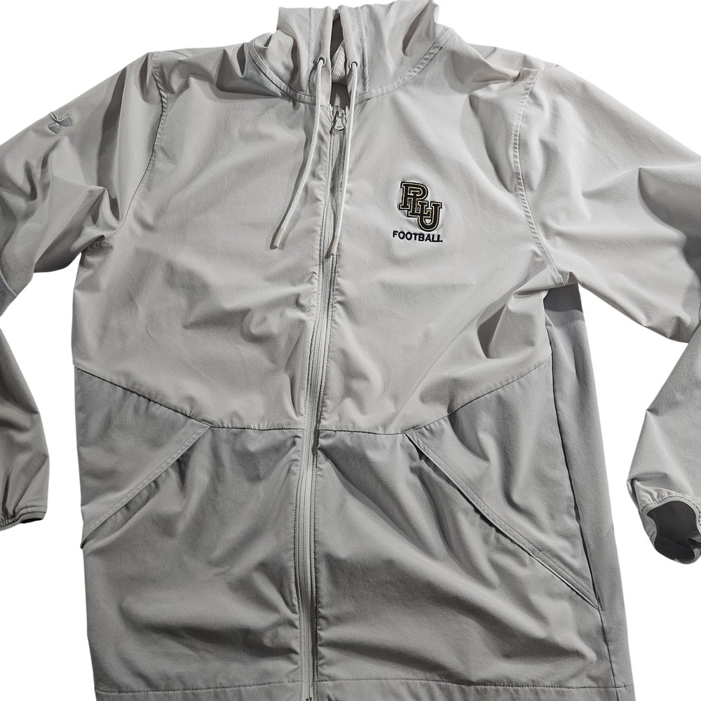 PLU Lutes‎ Jacket Mens Large Gray NCAA Football Under Armour Full Zip Hooded